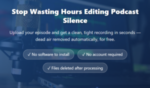 Remove silence from your podcast audio files Online, Automatically and for Free.